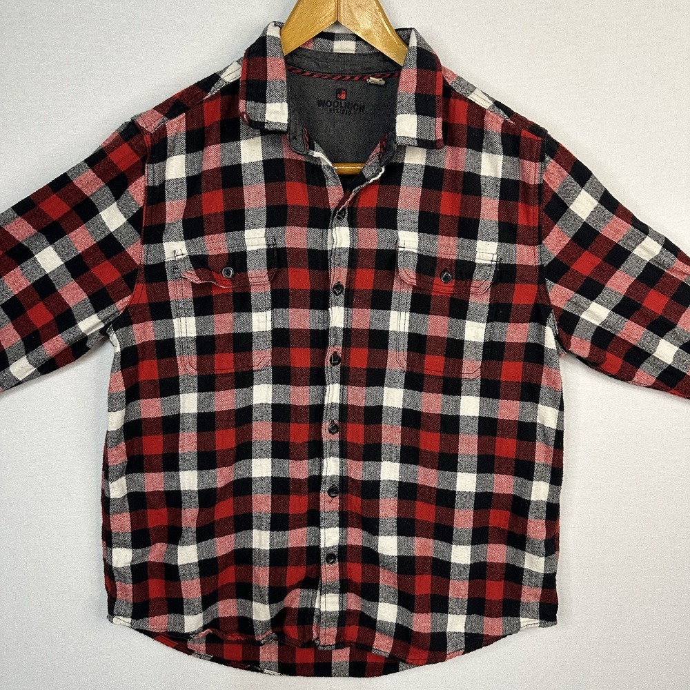 Woolrich Men's Large‎ Red Plaid Flannel Long Sleeve Shirt